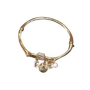 Macy's Crystal Gold Tone Hinged Charm Bracelet